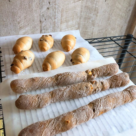 レーズンロールぱん・全粒くるみスティック(ホシノ天然酵母)