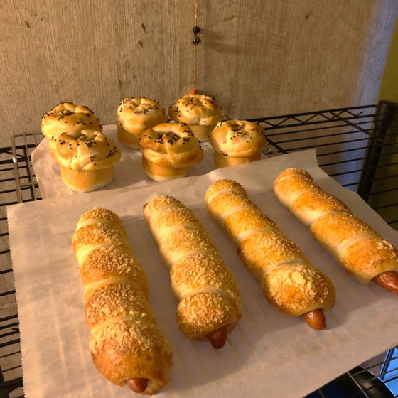 牛乳あんぱん・ソーセージベーグル(ホシノ天然酵母)