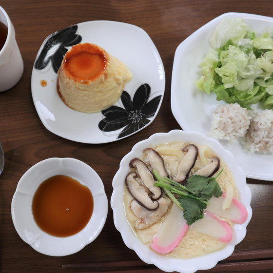 【2歳～小学2年親子】フライパンでつくる「プリン」と「茶碗蒸し」＋「もち米蒸し肉団子」