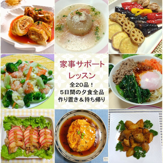 【家事サポート】全20品！5日間の夕食全品作り置き＆持ち帰り