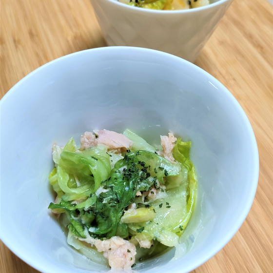 レタス海水漬け×ツナのオイル煮
