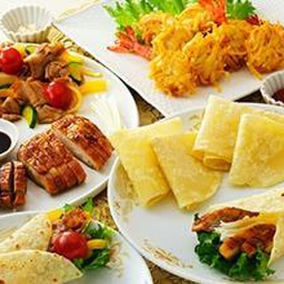 春餅＆鶏照り焼き北京ダック風＆ピリ辛ポーク＆えび黄金揚げ