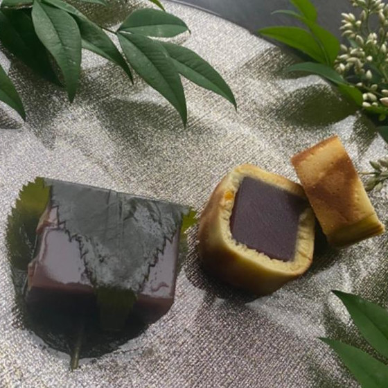 虎皮羊羹（ラズベリー羊羹）巻きと葛水羊羹