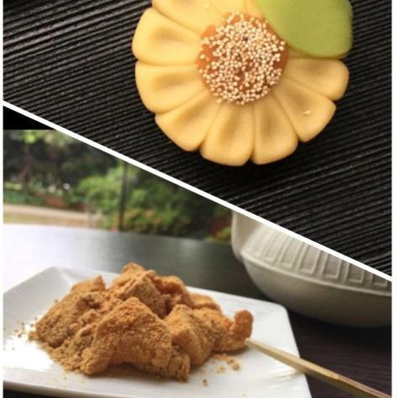 本わらび餅と煉り切り製の向日葵