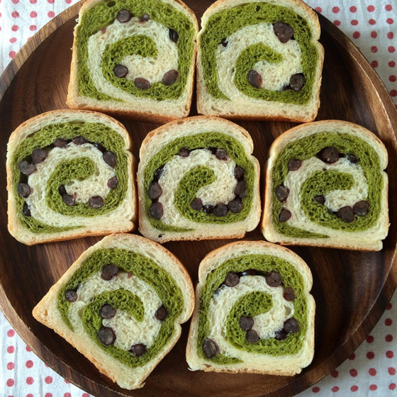パンレッスン(抹茶と甘納豆のうずまきパン)