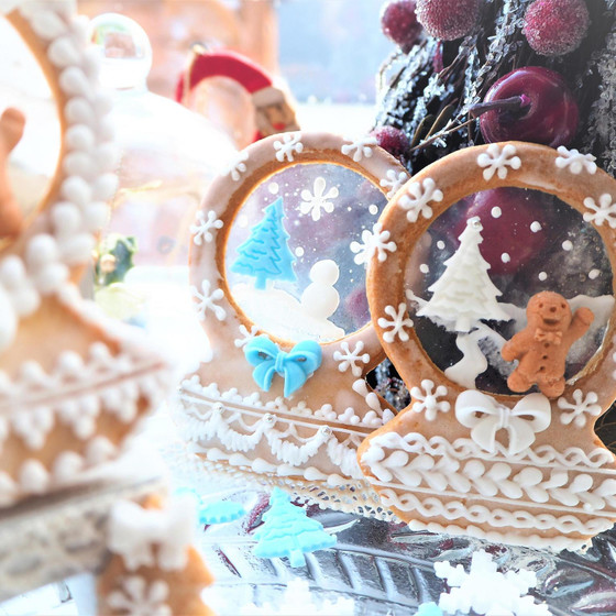 クリスマスレッスン　スノードームのステンドグラスクッキー