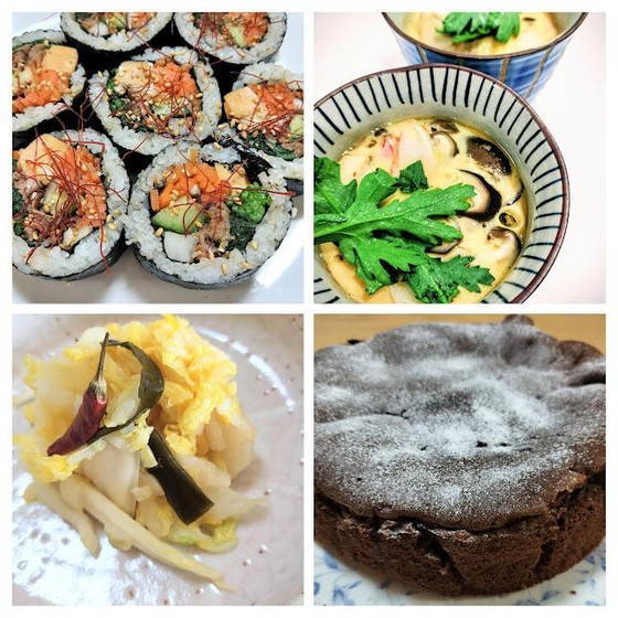 キムパのごちそう巻き＆米粉のガトーショコラ
