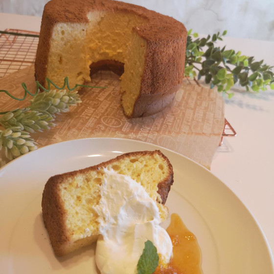オレンジのシフォンケーキ&なめらかプリン