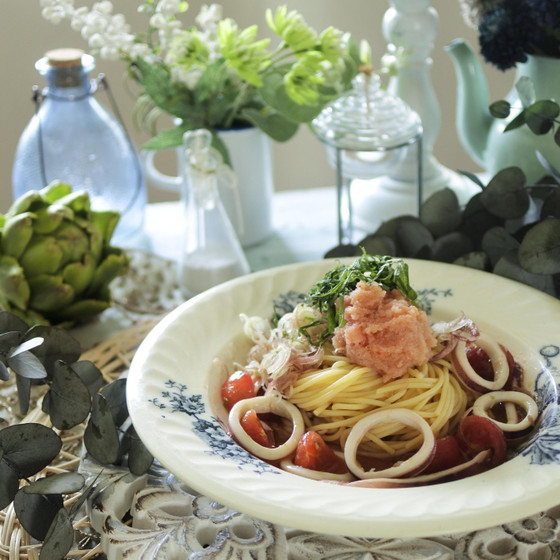 イカと明太子の冷製パスタ
