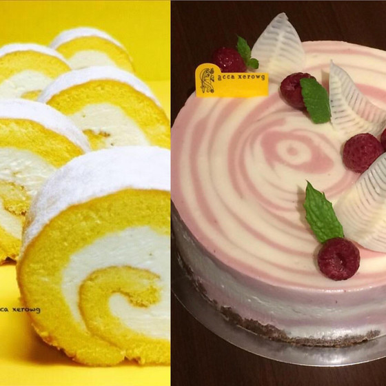 ピンクリップル&レアチアーズロールケーキ