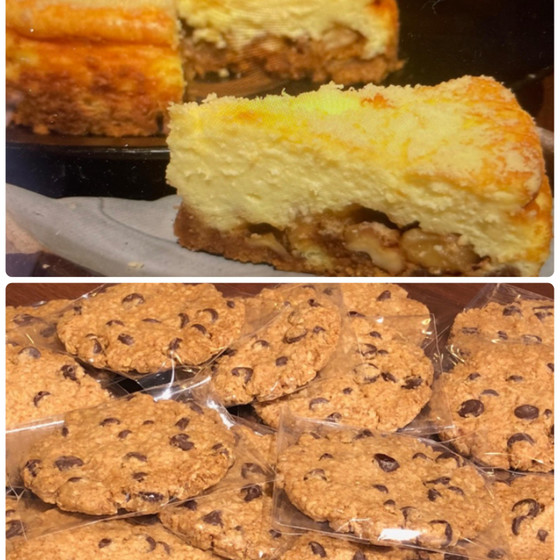 オートミールチョコチップディスク（定番）とクルミとパルミジャーノのチーズケーキ（定番）Wレッスン