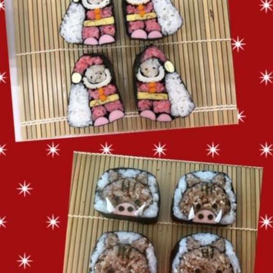 プレゼントサンタとイノシシのデコ巻きずしレッスン