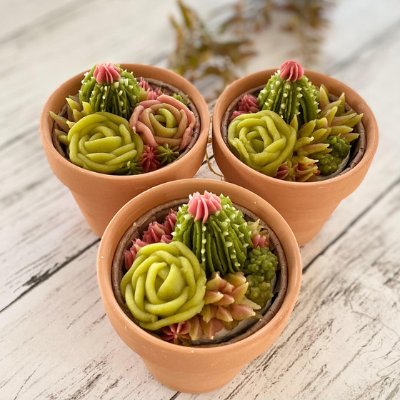 あんこで作る多肉植物カップケーキ作り