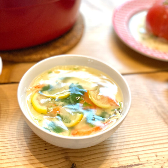 カニとお豆腐の茶碗蒸しレモンあんかけ