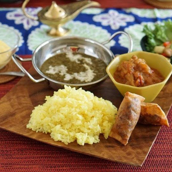 2種のインドカレー<チキンカレー・ほうれん草カレー>