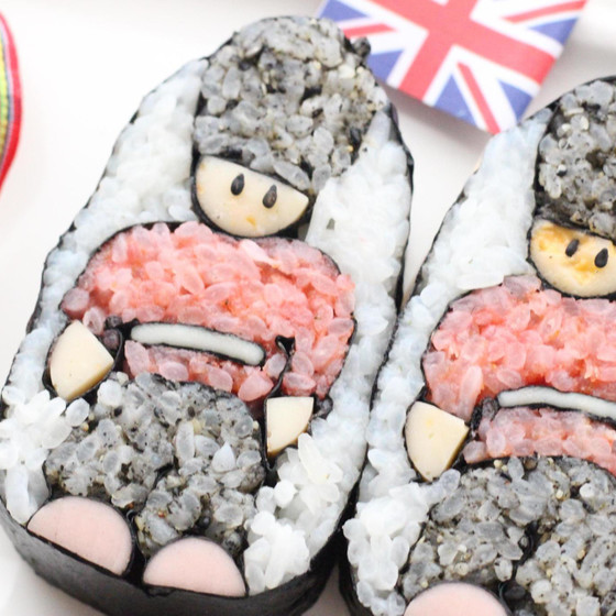 １０月のデコ巻きすしレッスン：ロンドン近衛兵＆富士山