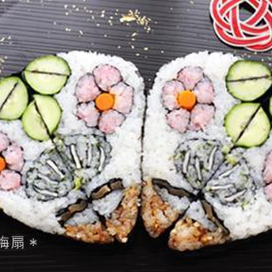 松竹梅扇＆ステンドグラス風デコ巻き