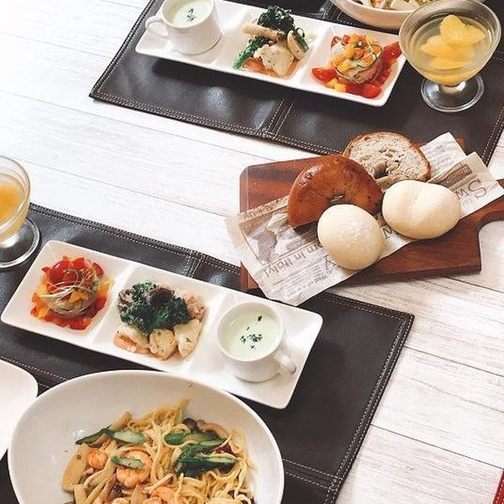 海老ときのこの手打ちパスタ！