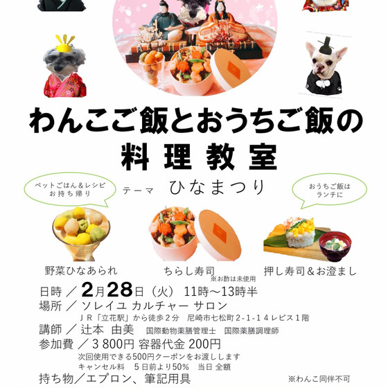 わんこも飼い主さんも一緒にお雛さんご飯教室