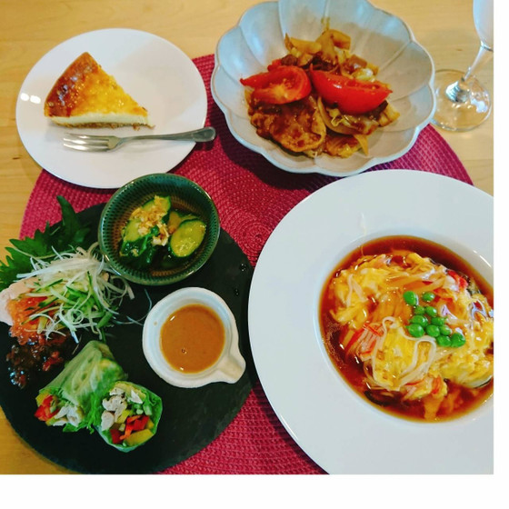 トロトロ卵の天津飯＆ホイコウロウ＆生春巻き　中華レッスン