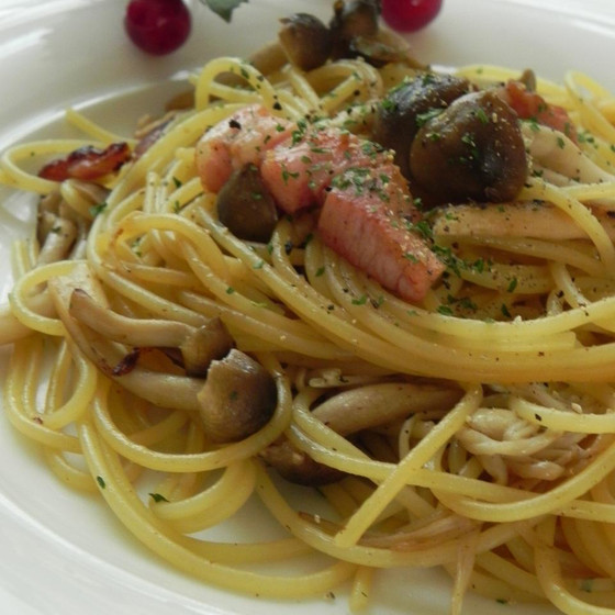 【オンラインレッスン】お手軽パスタランチ　きのことベーコンのパスタ