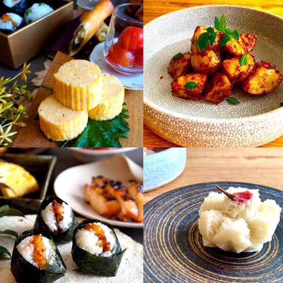 お弁当上手になれる！８種類のおばんざいとおやつ作り🌸お弁当と言ったら玉子焼き。シンプルで難しい出汁巻き玉子をふんわり作りましょう♪名古屋名物の海老の天むすもおすすめです♪