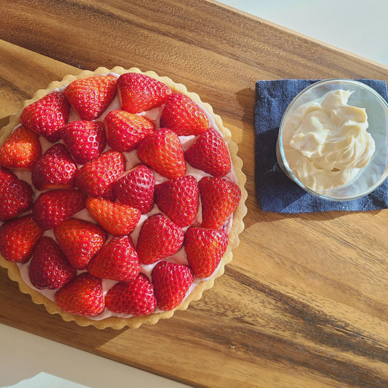 グルテンフリー！veganクリームチーズと苺の米粉タルト