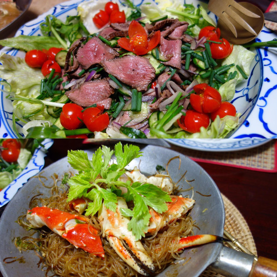 タイ料理入門レッスン！蟹の春雨蒸し＆牛肉サラダ
