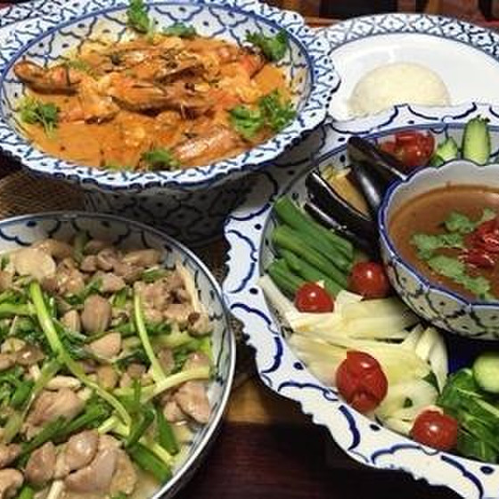 タイのランチレッスン！海老味噌のディップ＆海老のカレー炒め他