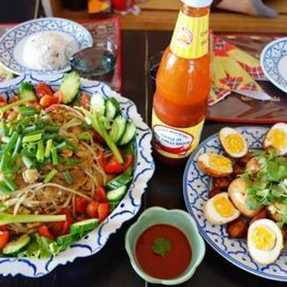 タイ料理初級 牡蠣のお好み焼き＆角煮＆白玉団子