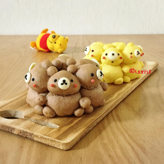 カラフルくまさんの3Dちぎりパン
