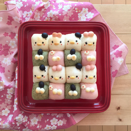 ひなまつりレッスン☆スクエア型のちぎりパン
