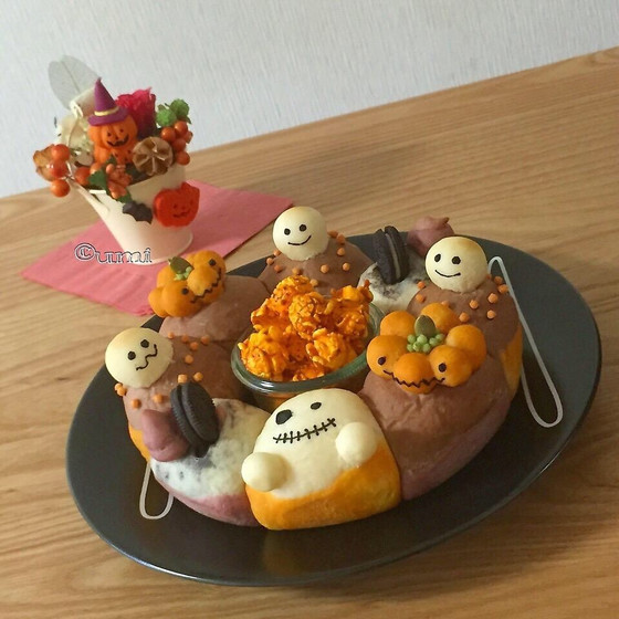 ハロウィン☆エンゼル型のちぎりパン