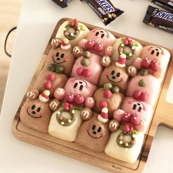 ハッピークリスマス☆スクエア型のちぎりパン