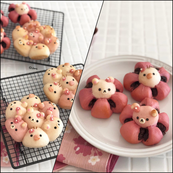 春色の桜あんぱんとミニちぎりパン