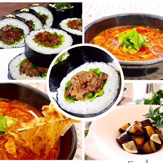 韓国家庭料理　プルコギキムパッ