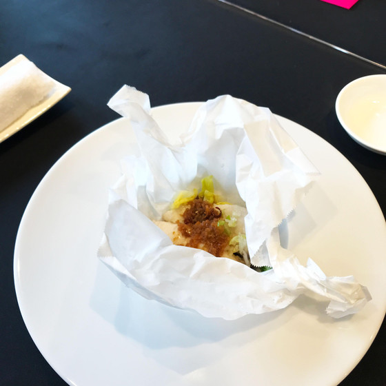 蒸し鰆と白菜　香味ソース