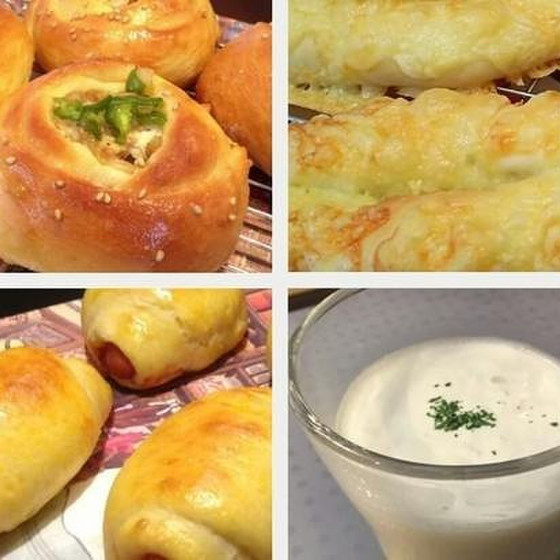 同じ生地でバリエーション。のせる♪ 巻く♪ 包む♬パン3種