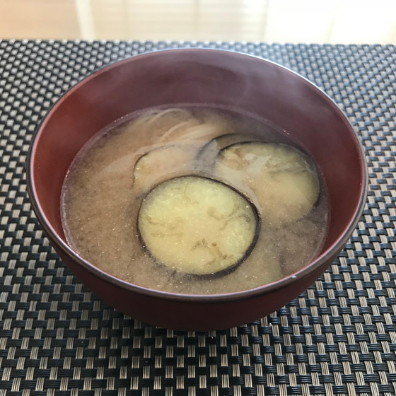茄子と素麺の味噌汁