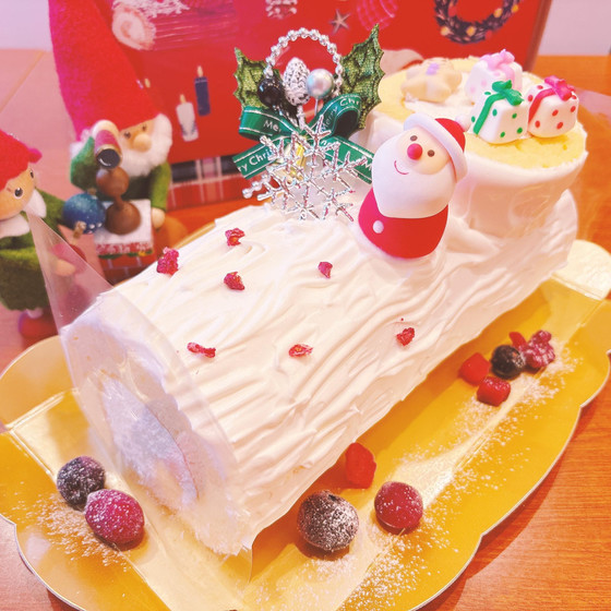 クリスマスレッスン　シフォンロールのブッシュ・ド・ノエル　