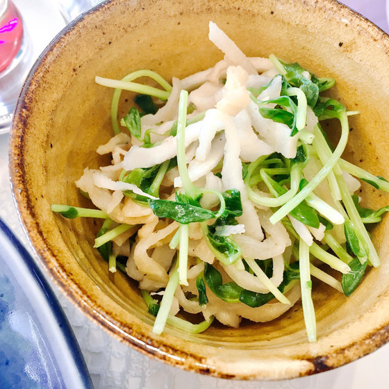切り干し大根と豆苗のペペロンチーノ