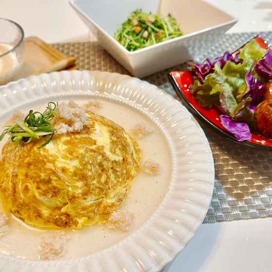 【1月後半限定シーメニュー】蟹のあんかけ天津飯とバルサミコ酢豚