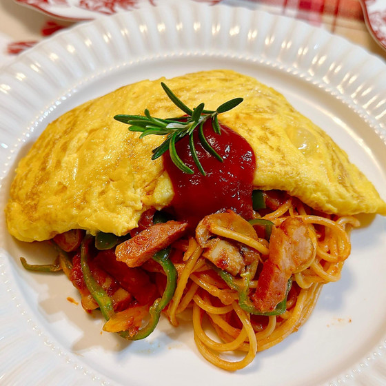 【1】チーズオムナポリタン