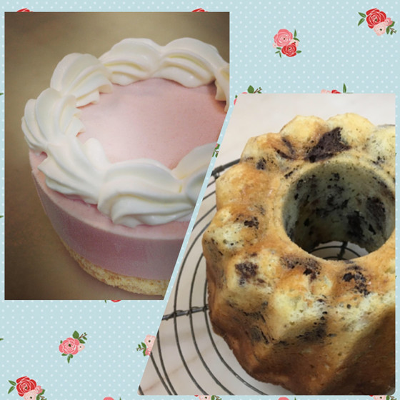 親子・大人OK「いちごムースとバナナチョコマーブルケーキ」