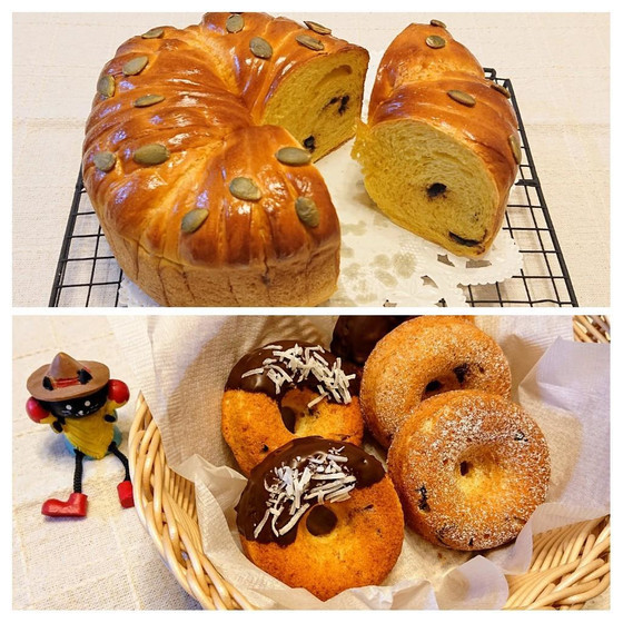 パン教室（かぼちゃのウールロールパン & 焼きドーナツ）