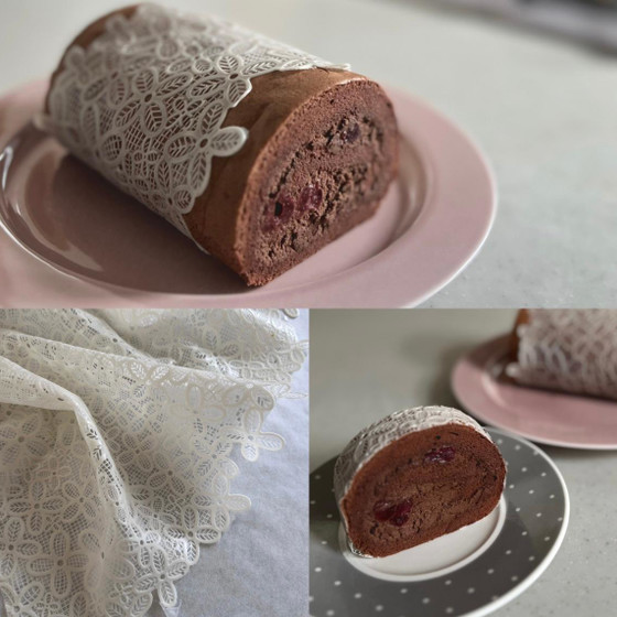 ミルクレースとフォレノワール風ロールケーキ