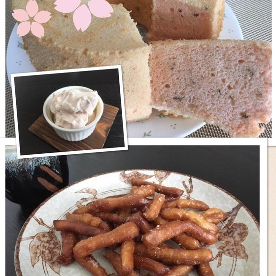 お花見に！　米粉で作る桜シフォン　＆　かりんとう