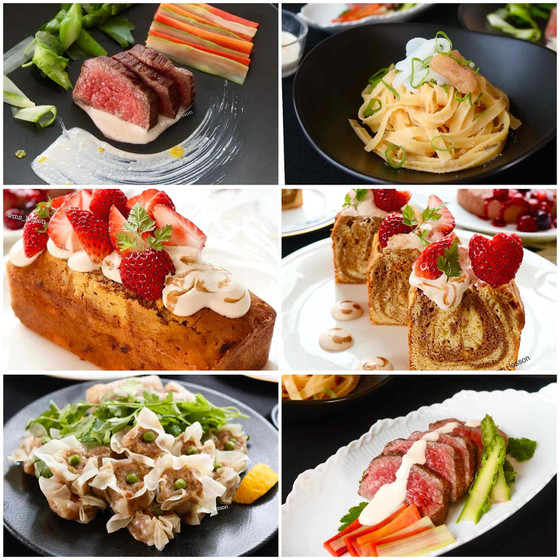 【発酵からケーキまで学べる大人レッスン】①手作り塩麴体験②塩麴の黒毛和牛のたたき/洋風/③塩麴のイカたらこパス/④黒豚しゅうまい /➄コーヒーのマーブルパウンドケーキ＊塩麴300gずつお持ち帰り