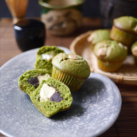 【オンライン】バターなし！あんことチーズ入り抹茶マフィン❤︎