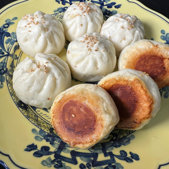生煎包子/甜豆凍南瓜
